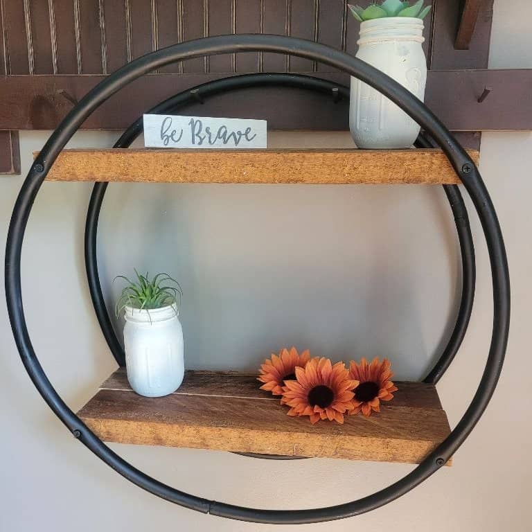 photo of a DIY hoop book shelf