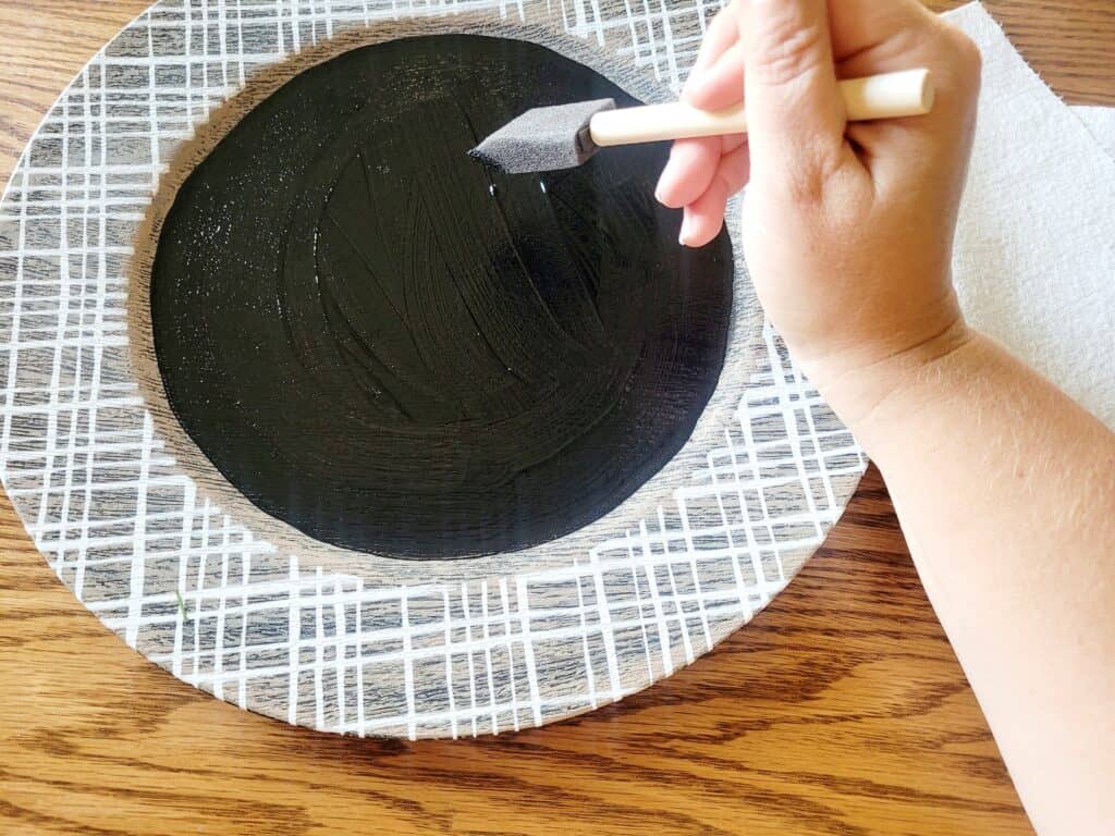 plate painted black with foam brush