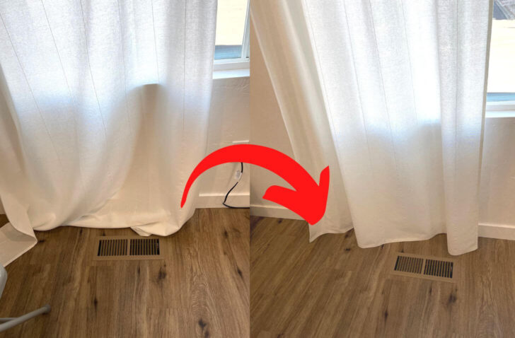 hem curtains without sewing steps before and after