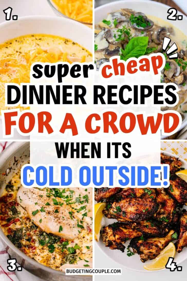 A collage of cheap dinners budget and budget meals with chicken perfect for comfort foods easy meals