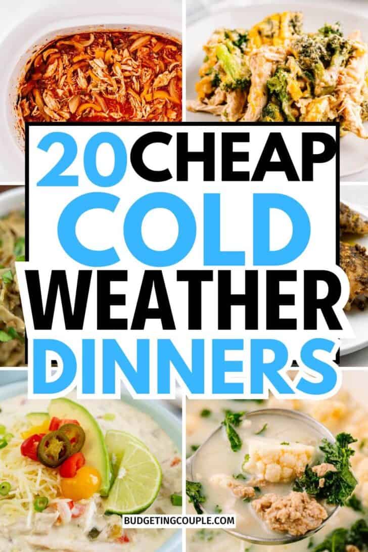 A collage of instant pot cold weather recipes beef and cheap meals under 10 dollars perfect for one meal casseroles comfort foods